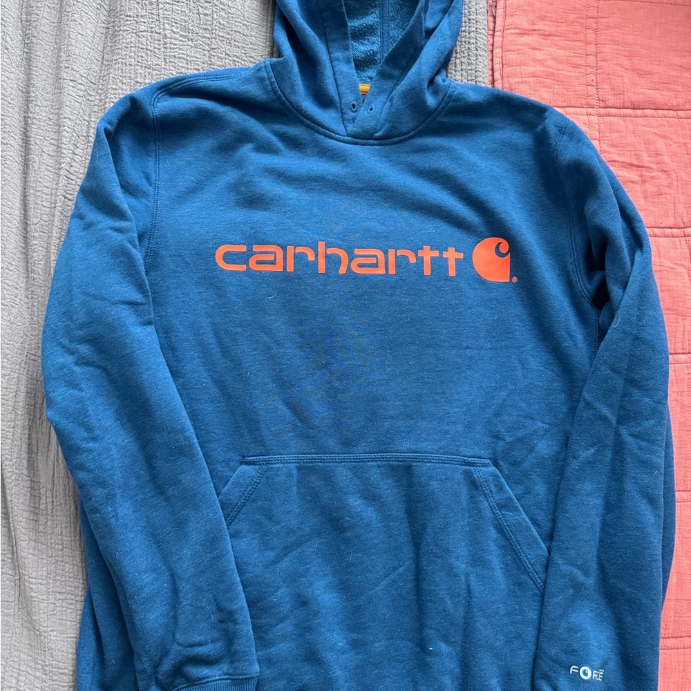 Carhartt Blue and Orange Men's Hoodie